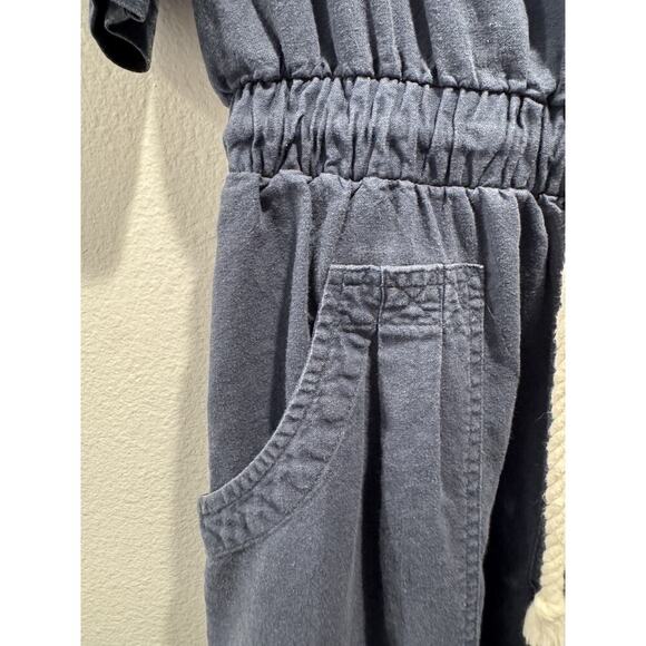 Universal Thread Romper Women’s Size Medium Blue Linen Blend Button Down Coastal - Picture 5 of 8